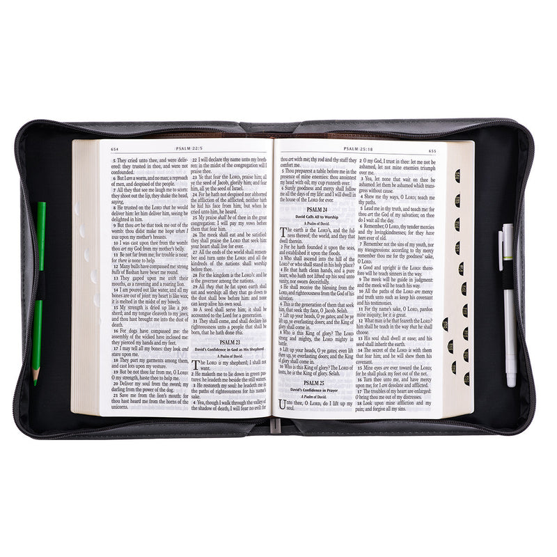 Trust in the Lord Prov. 3:5 Bible Cover Classic Gray/Black.