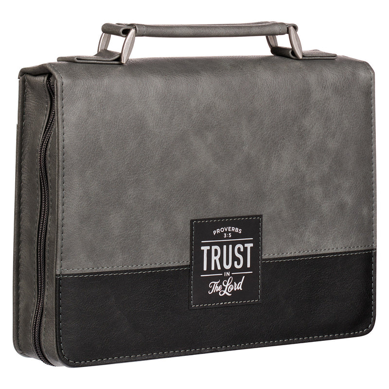 Trust in the Lord Prov. 3:5 Bible Cover Classic Gray/Black.