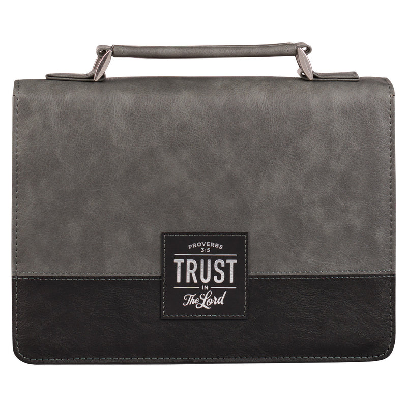 Trust in the Lord Prov. 3:5 Bible Cover Classic Gray/Black.