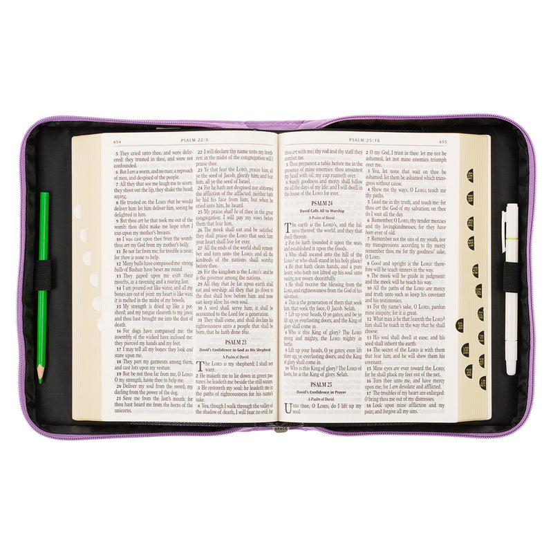 Be Still & Know Ps. 46:10 Bible Cover Fashion Purple .