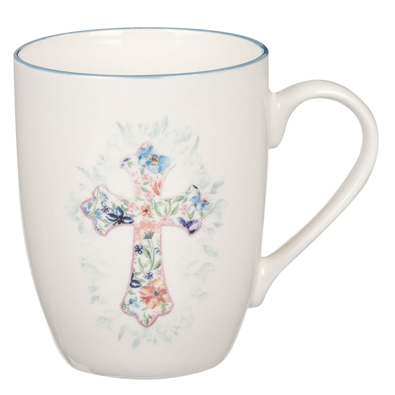 Mug Blue Floral Cross