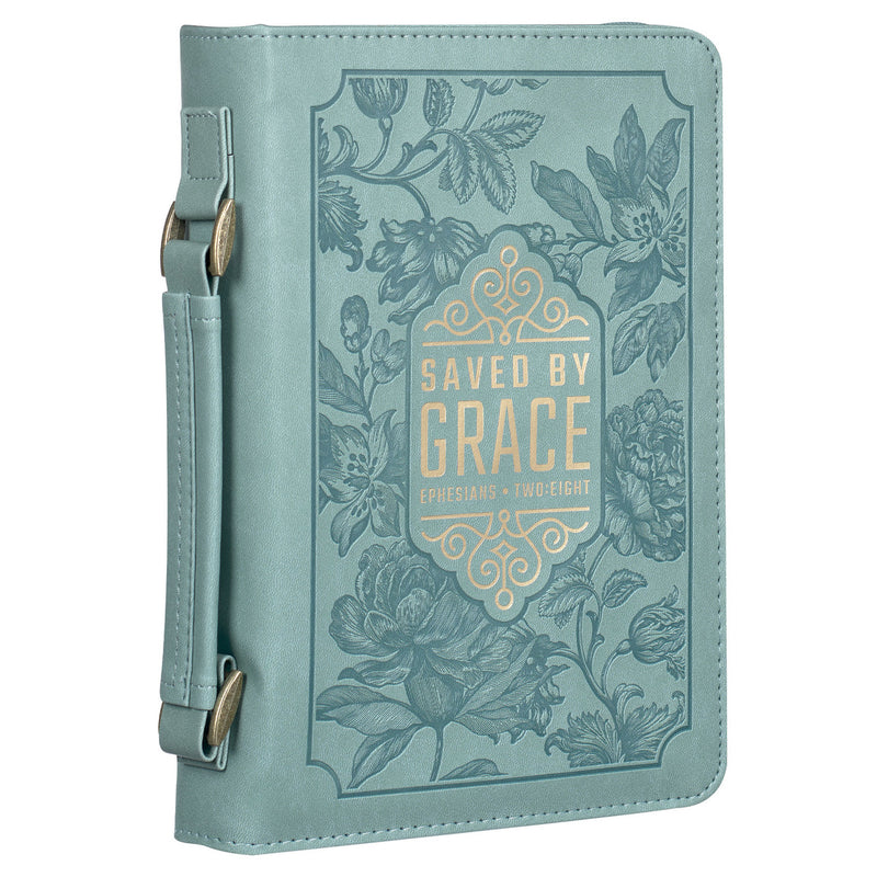 Saved by Grace Eph. 2:8 Bible Cover Fashion Teal.