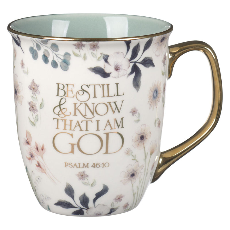 Mug Teal Floral Be Still Ps. 46:10