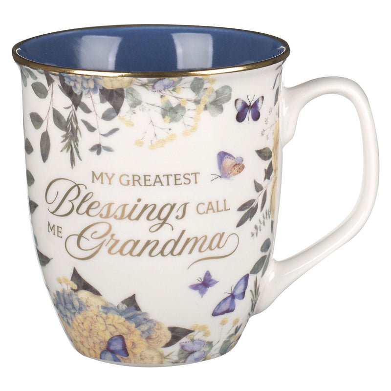 Mug Blue Floral Greatest Blessings Grandma Prov. 31:25