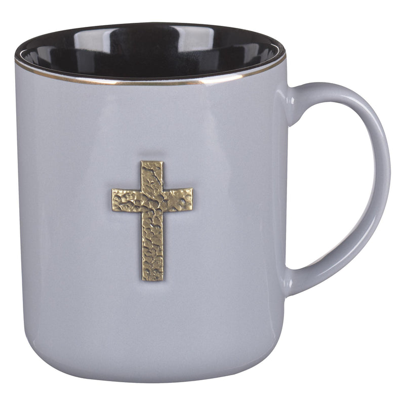 Mug Gray w/Metal Cross 1 Peter 2:24