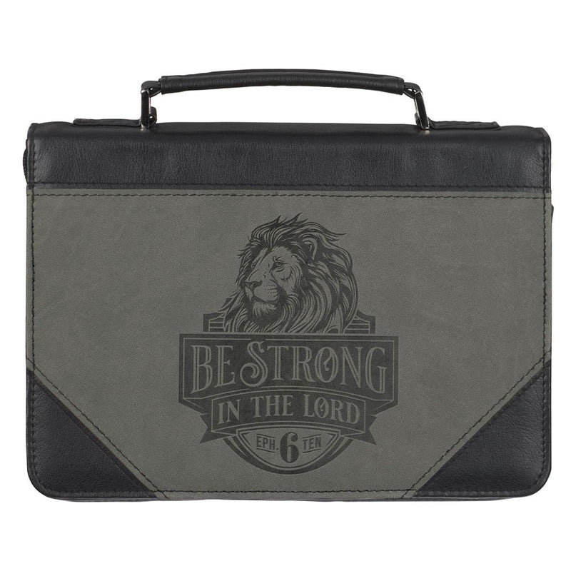 Be Strong Eph. 6:10 Bible Cover Classic Gray/Black .