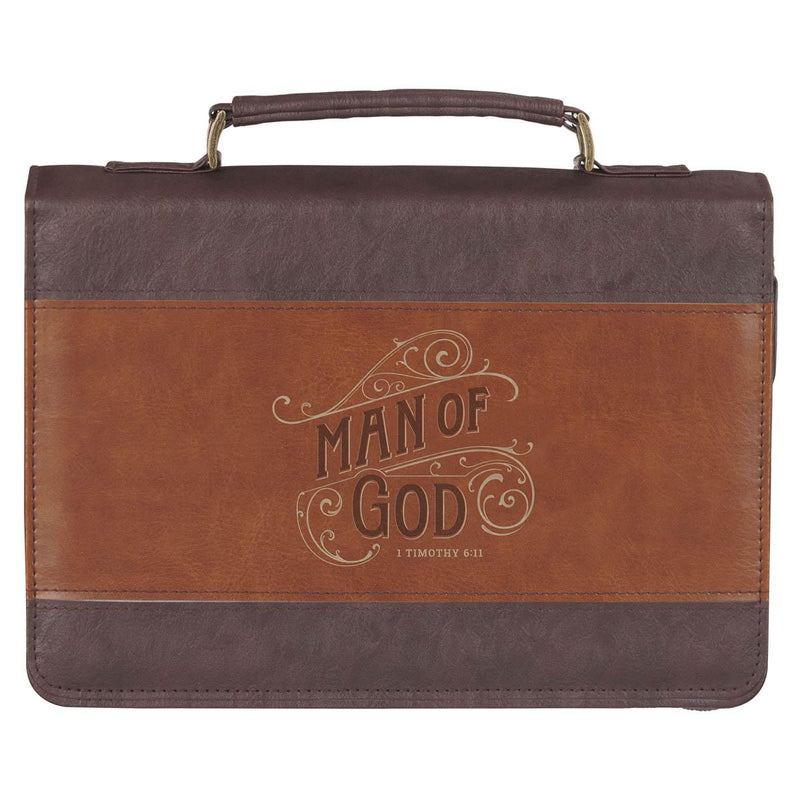 Two-Tone Man of God 1 Tim. 6:11 Bible Cover Classic Brown .