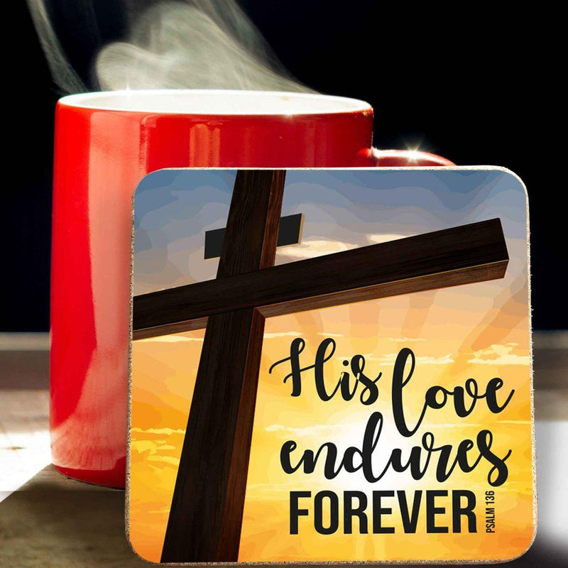 His Love Endures Christian Coaster