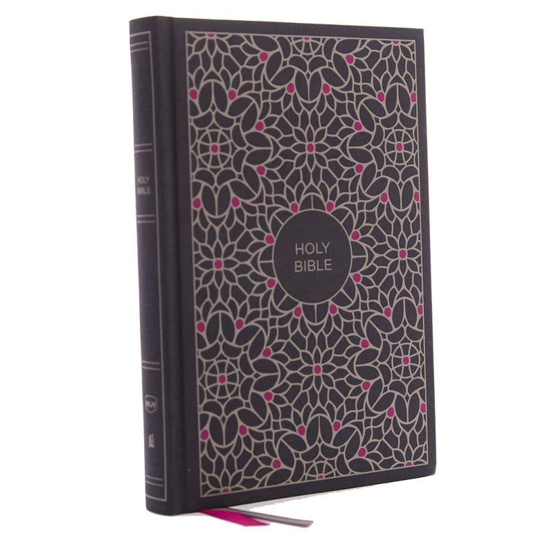 NKJV Thinline Bible/Large Print (Comfort Print)-Gray/Pink Cloth Over Board