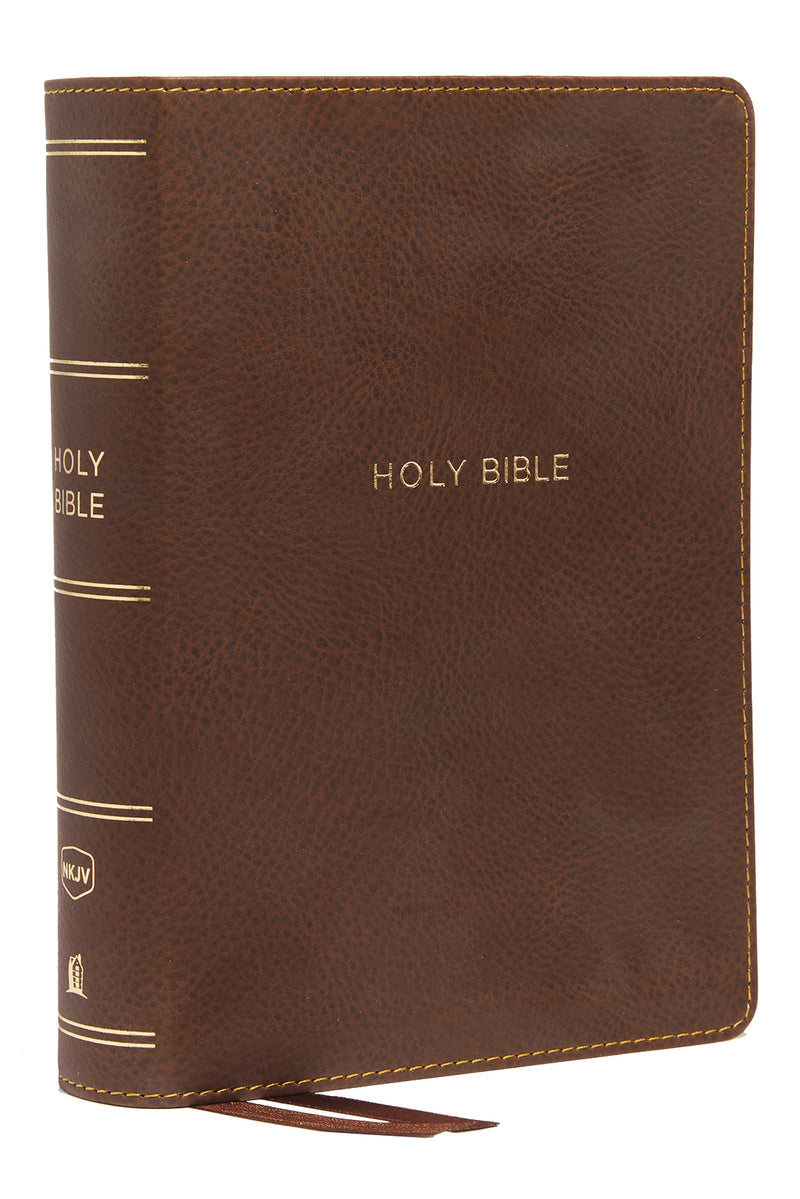 NKJV Compact Single-Column Reference Bible (Comfort Print)-Mahogany Leathersoft 