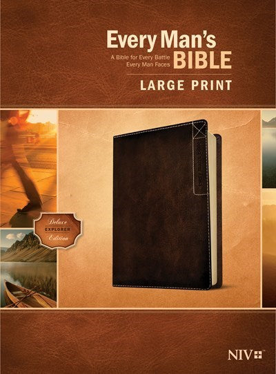 NIV Every Man's Bible/Large Print (Deluxe Explorer Edition)-Rustic Brown LeatherLike 