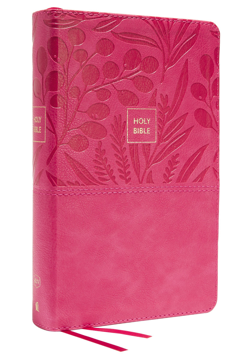 KJV Personal Size Large Print Single-Column Reference Bible (Comfort Print)-Pink Leathersoft