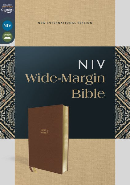 NIV Wide Margin Bible (Comfort Print)-Brown Leathersoft