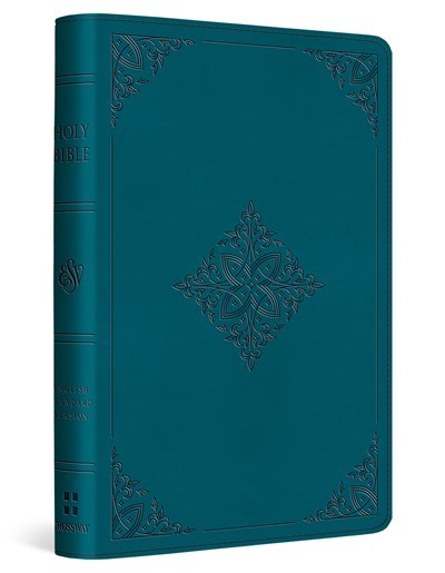 ESV Compact Bible-Deep Teal  Fleur-de-lis Design TruTone