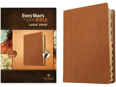 NLT Every Man's Bible/Large Print-Pursuit Saddle Tan LeatherLike Indexed