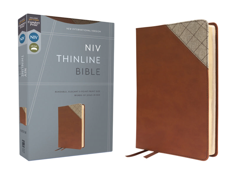 NIV Thinline Bible (Comfort Print)-Brown Leathersoft