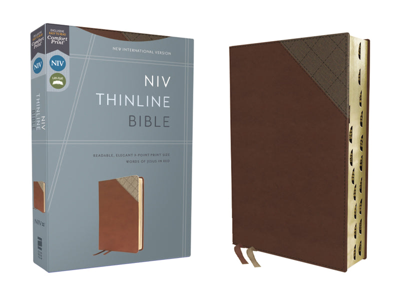 NIV Thinline Bible (Comfort Print)-Brown Leathersoft Indexed