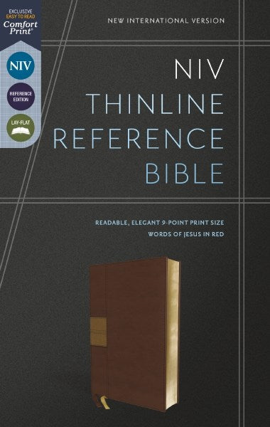 NIV Thinline Reference Bible (Comfort Print)-Brown Leathersoft