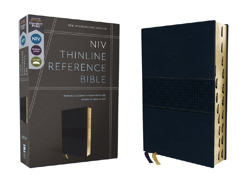 NIV Thinline Reference Bible (Comfort Print)-Navy Leathersoft Indexed