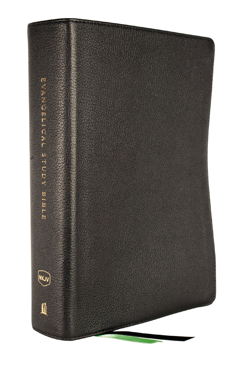 NKJV Evangelical Study Bible (Comfort Print)-Black Genuine Leather Indexed