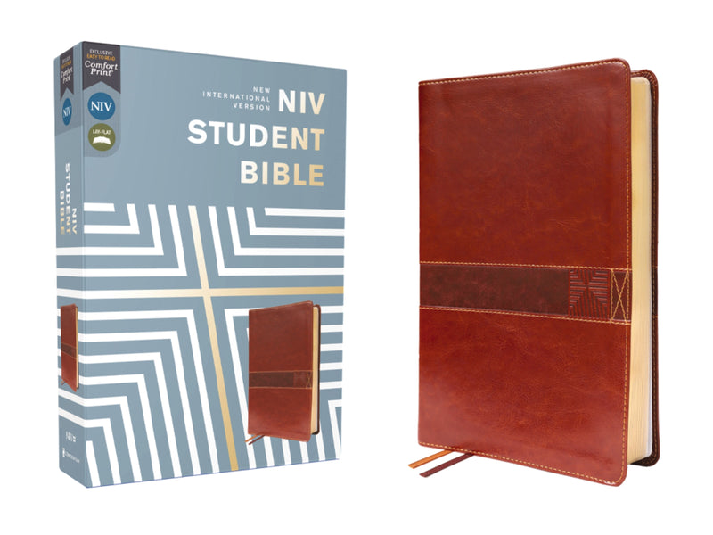 NIV Student Bible (Comfort Print)-Brown Leathersoft