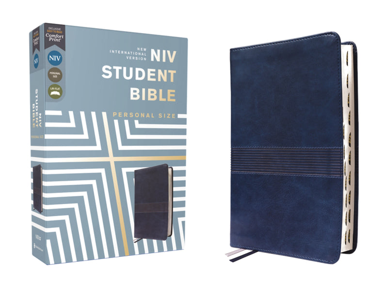 NIV Student Bible/Personal Size (Comfort Print)-Navy Leathersoft Indexed