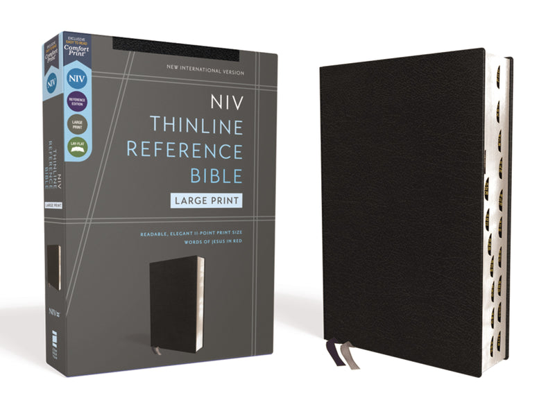 NIV Thinline Reference Bible/Large Print (Comfort Print)-Black European Bonded Leather Indexed