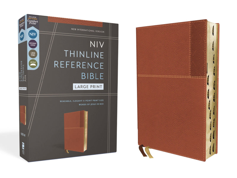 NIV Thinline Reference Bible/Large Print (Comfort Print)-Brown Leathersoft Indexed