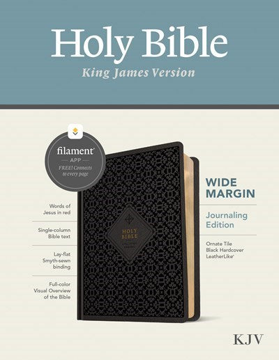 KJV Wide Margin Bible  Filament Enabled Edition (RL)-Black Ornate Tile Hardcover LeatherLike