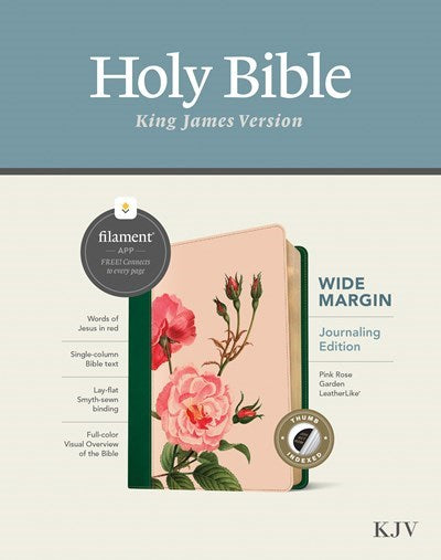 KJV Wide Margin Bible  Filament Enabled Edition (RL)-Pink Rose Garden LeatherLike Indexed)