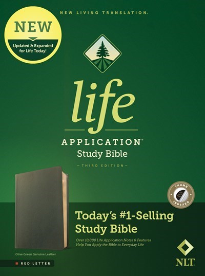 NLT Life Application Study Bible (Third Edition) (RL)-Olive Genuine Leather Indexed