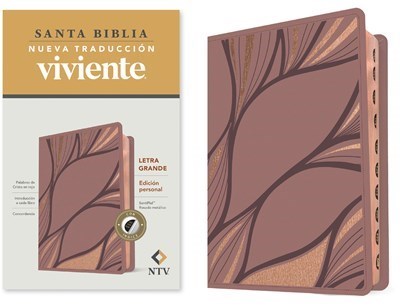 Span-NTV Personal Size Large Print (La Edicion Personal  Letra Grande)-Rose Metallic LeatherLike Indexed