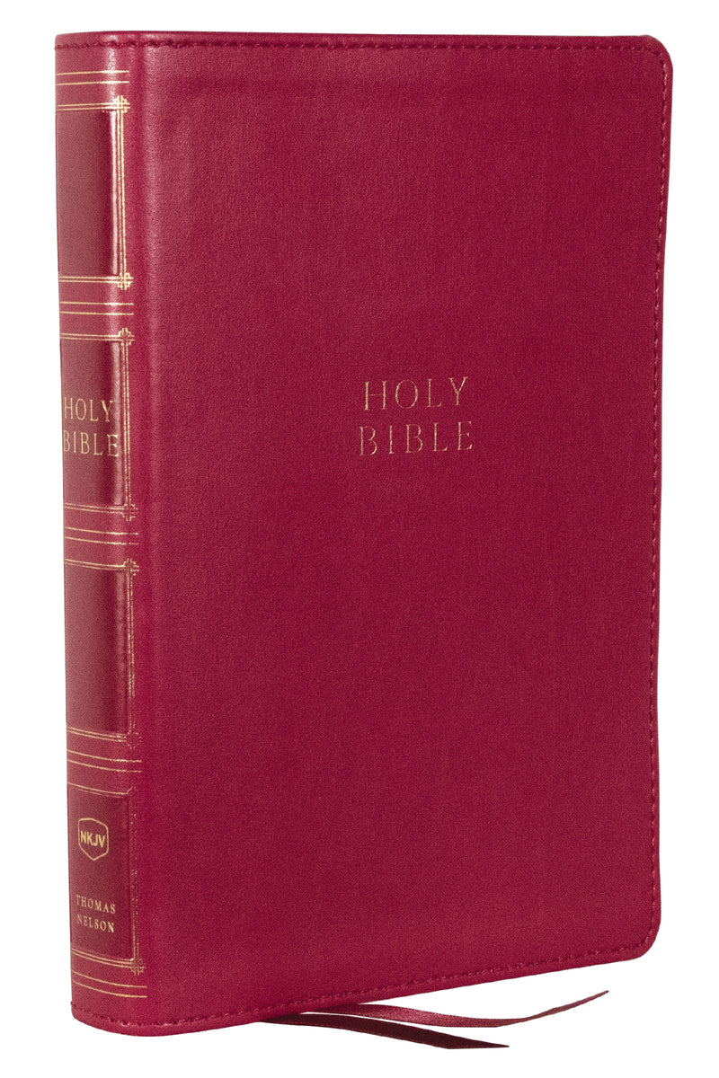 NKJV Compact Center-Column Reference Bible (Comfort Print) Dark Rose Leathersoft