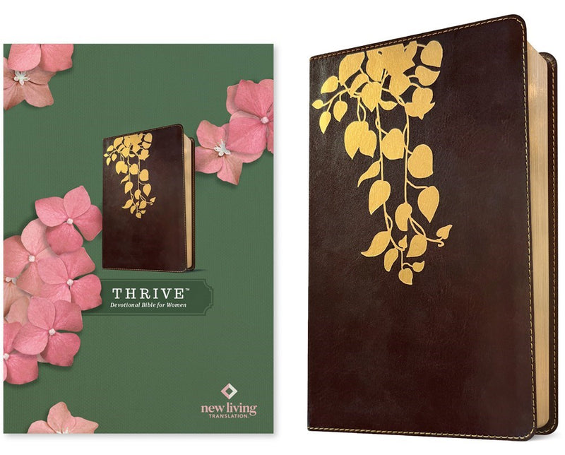 NLT THRIVE Devotional Bible For Women-Cascade Deep Brown LeatherLike