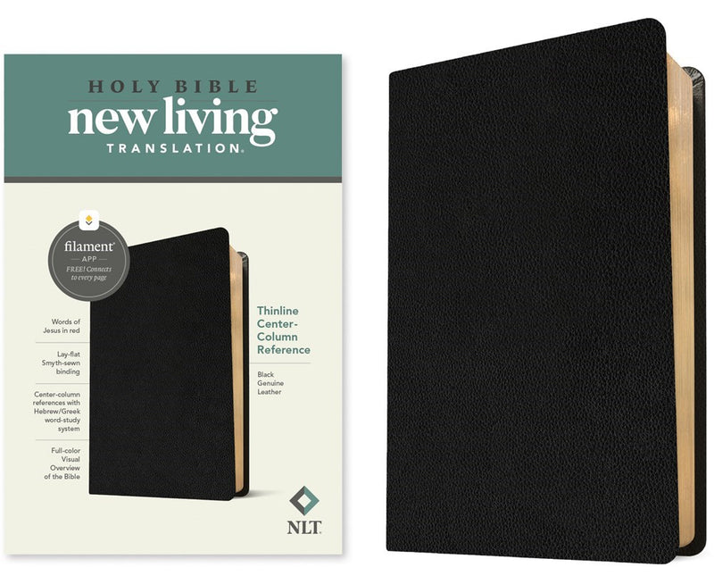 NLT Thinline Center-Column Reference Bible  Filament-Enabled Edition-Black Genuine Leather