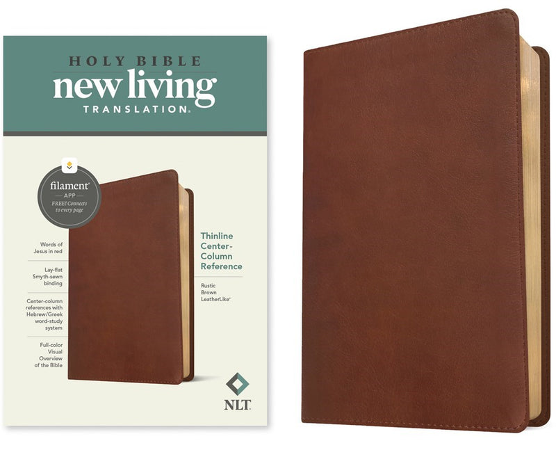 NLT Thinline Center-Column Reference Bible  Filament-Enabled Edition-Rustic Brown LeatherLike