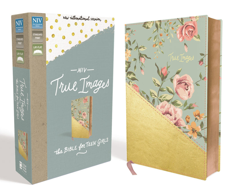 NIV True Images Bible For Teen Girls-Turquoise/Gold Leathersoft