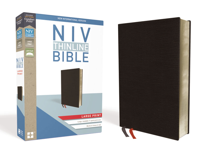 NIV Thinline Bible/Large Print (Comfort Print)-Black Bonded Leather