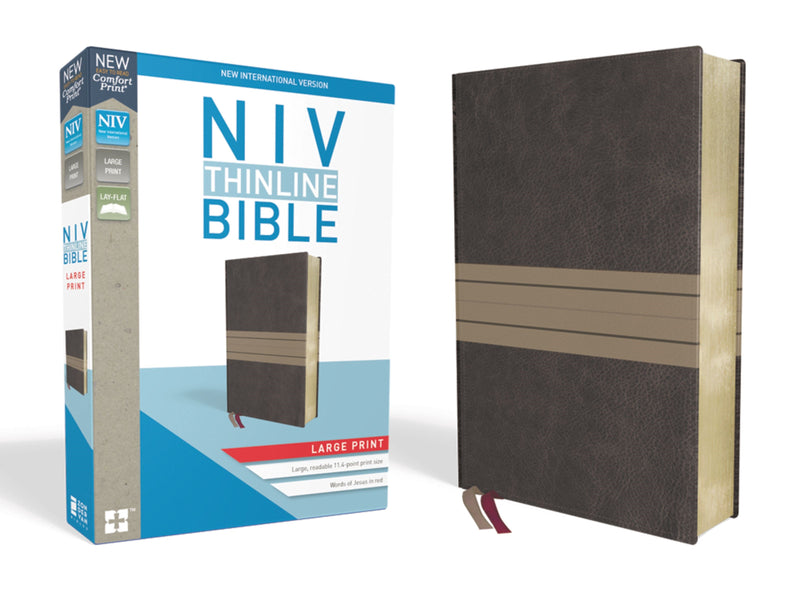 NIV Thinline Bible/Large Print (Comfort Print)-Chocolate/Tan Leathersoft 