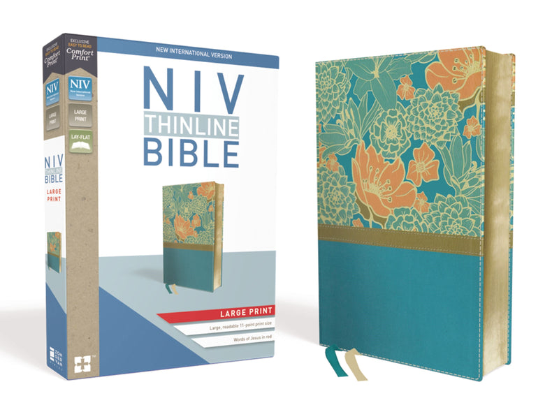 NIV Thinline Bible/Large Print (Comfort Print)-Turquoise Leathersoft 