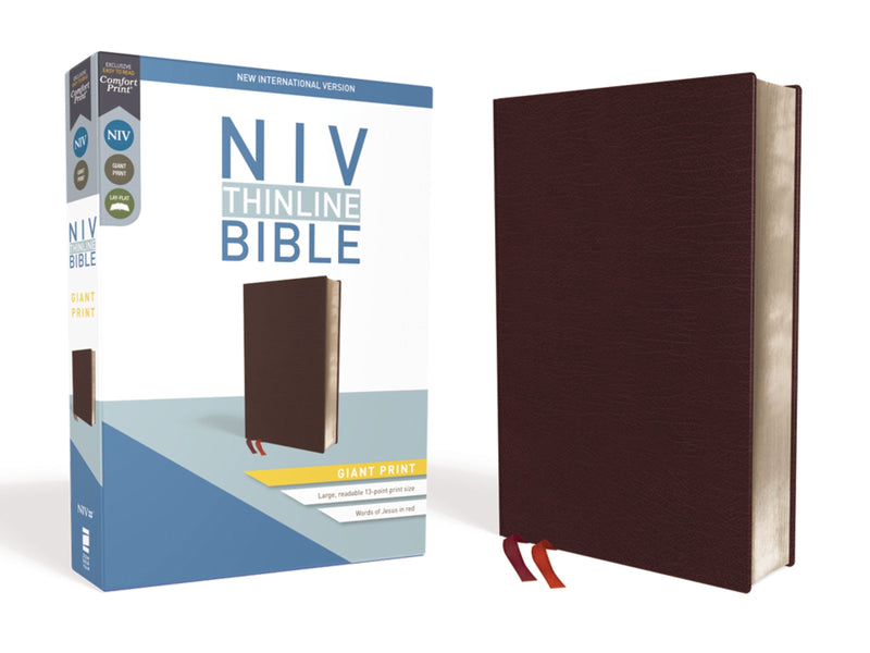 NIV Thinline Bible/Giant Print (Comfort Print)-Burgundy Bonded Leather 