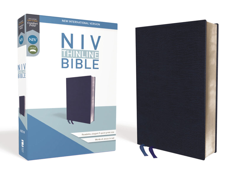 NIV Thinline Bible (Comfort Print)-Navy Bonded Leather