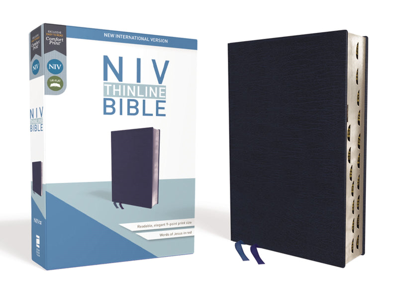 NIV Thinline Bible (Comfort Print)-Navy Bonded Leather Indexed 