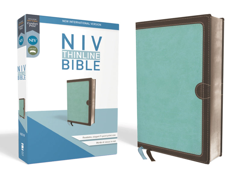 NIV Thinline Bible (Comfort Print)-Turquoise/Chocolate Leathersoft 