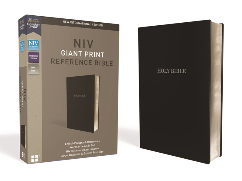 NIV Giant Print Reference Bible (Comfort Print)-Black Leather-Look