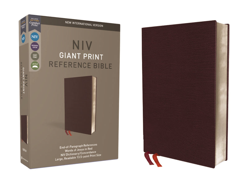 NIV Giant Print Reference Bible (Comfort Print)-Burgundy Bonded Leather