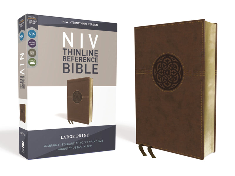 NIV Thinline Reference Bible/Large Print (Comfort Print)-Brown LeatherSoft