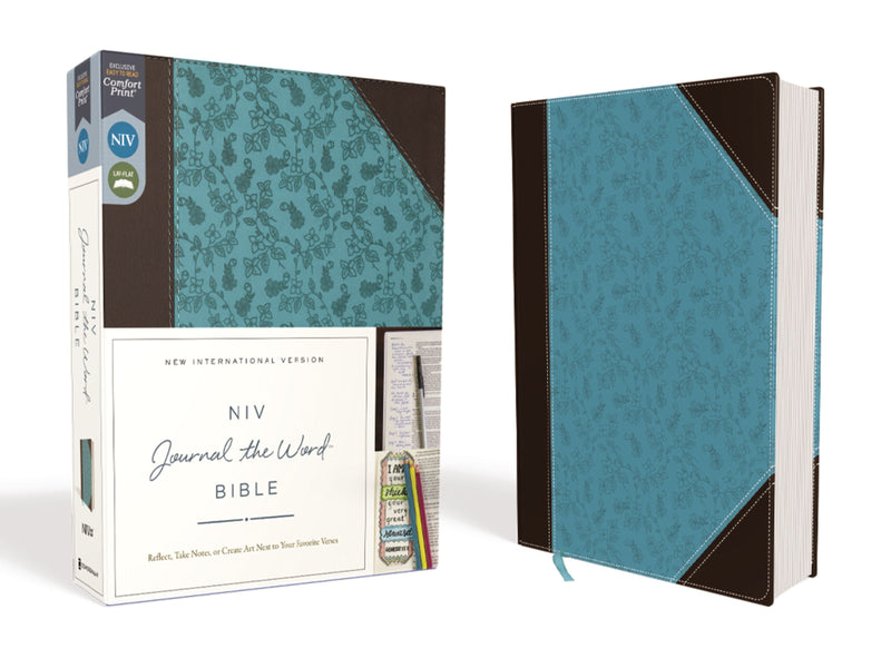 NIV Journal The Word Bible (Comfort Print)-Chocolate/Turquoise LeatherSoft 