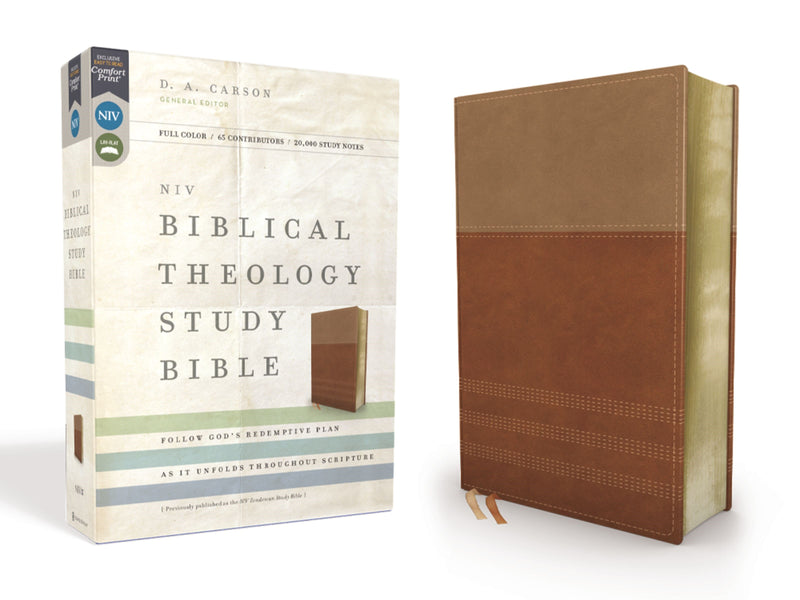 NIV Biblical Theology Study Bible (Comfort Print)-Tan/Caramel LeatherSoft 