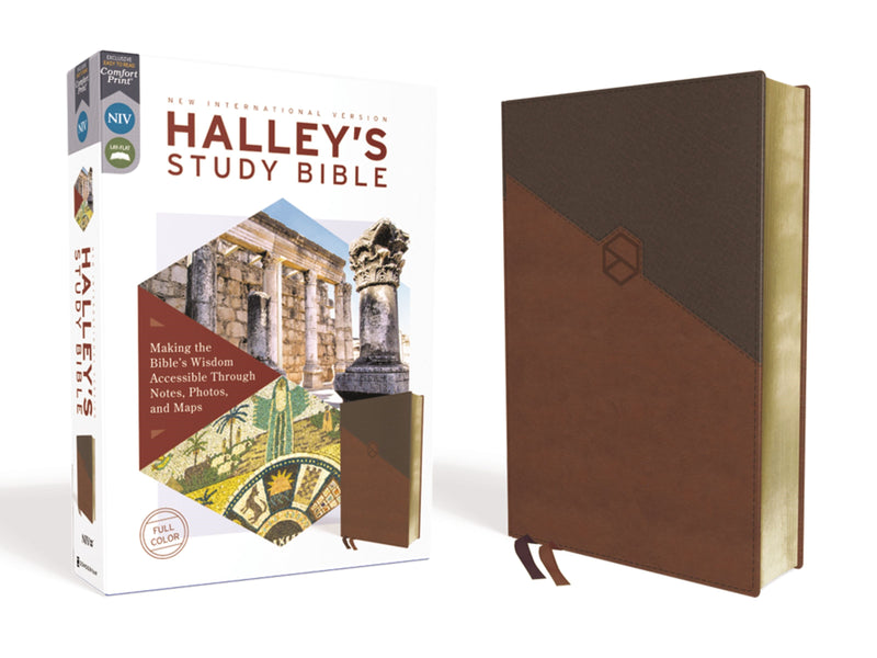 NIV Halley's Study Bible (Comfort Print)-Brown Leathersoft